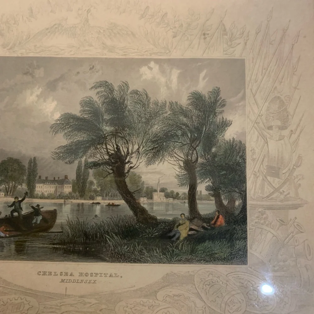 Antique Engraving 19th Century pictures with elaborate mattes